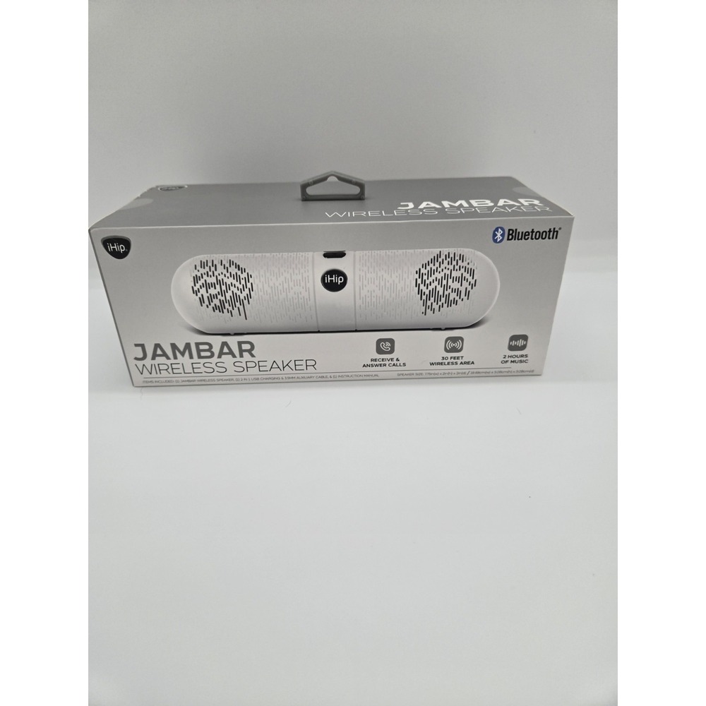 Bluetooth Wireless Speaker White  30 ft Area Music Rec/ Answer Calls Jambar Ihip